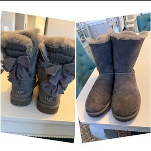 UGG Charcoal Boots with Shearling and Bows